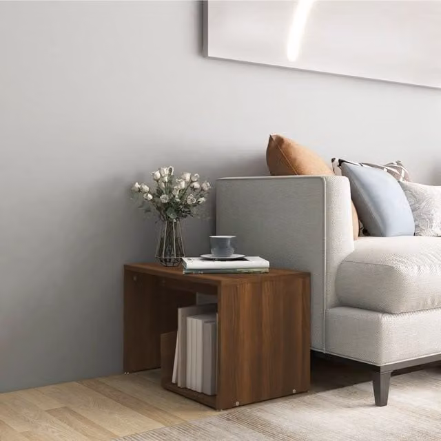 Berkfield Home Modern Side Table in Brown Oak, W/D/H: 59 x 36 x 38 cm