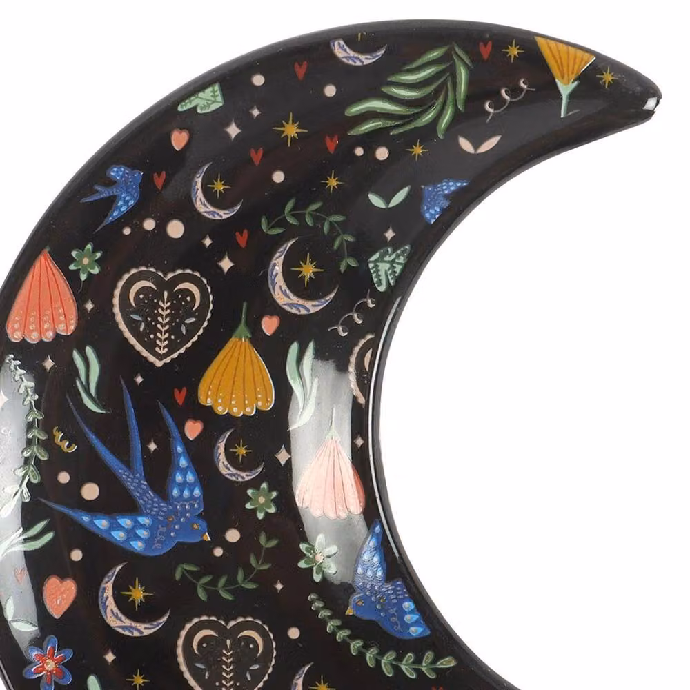 Something Different Midnight Bloom Crescent Moon Trinket Dish in Black – 3