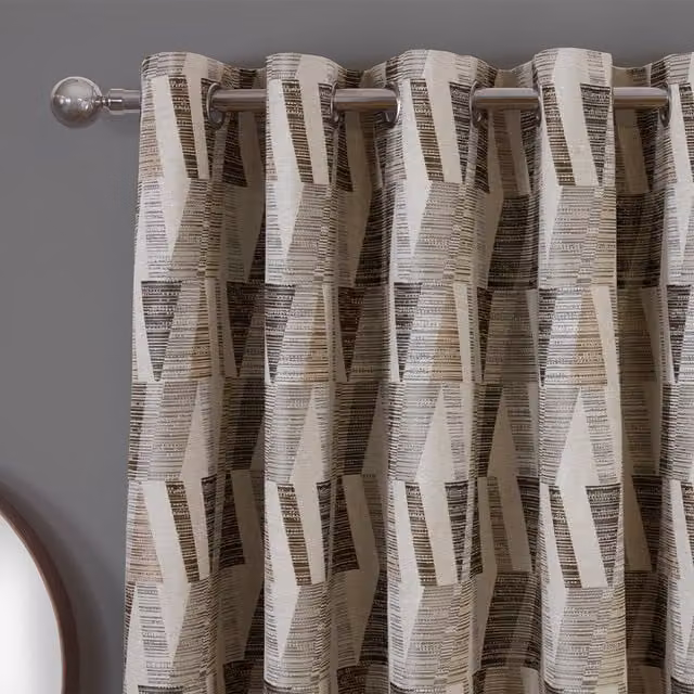 Divante Finest Indiana Geo Jacquard Blackout Curtain in Multicolour and Brown, Width: 168 cm