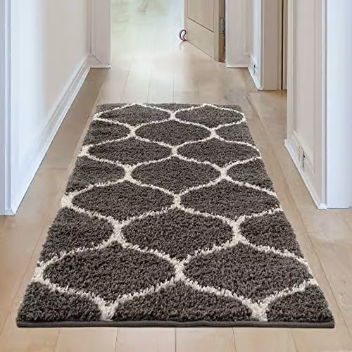 THE RUGS Moroccan Shaggy Area Rug in Grey and White, W: 80 cm, D: 150 cm – 3