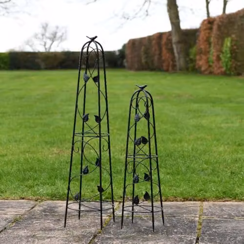 Thompson & Morgan Metal Ornamental Garden Obelisks, Set of 2, Bronze – 2