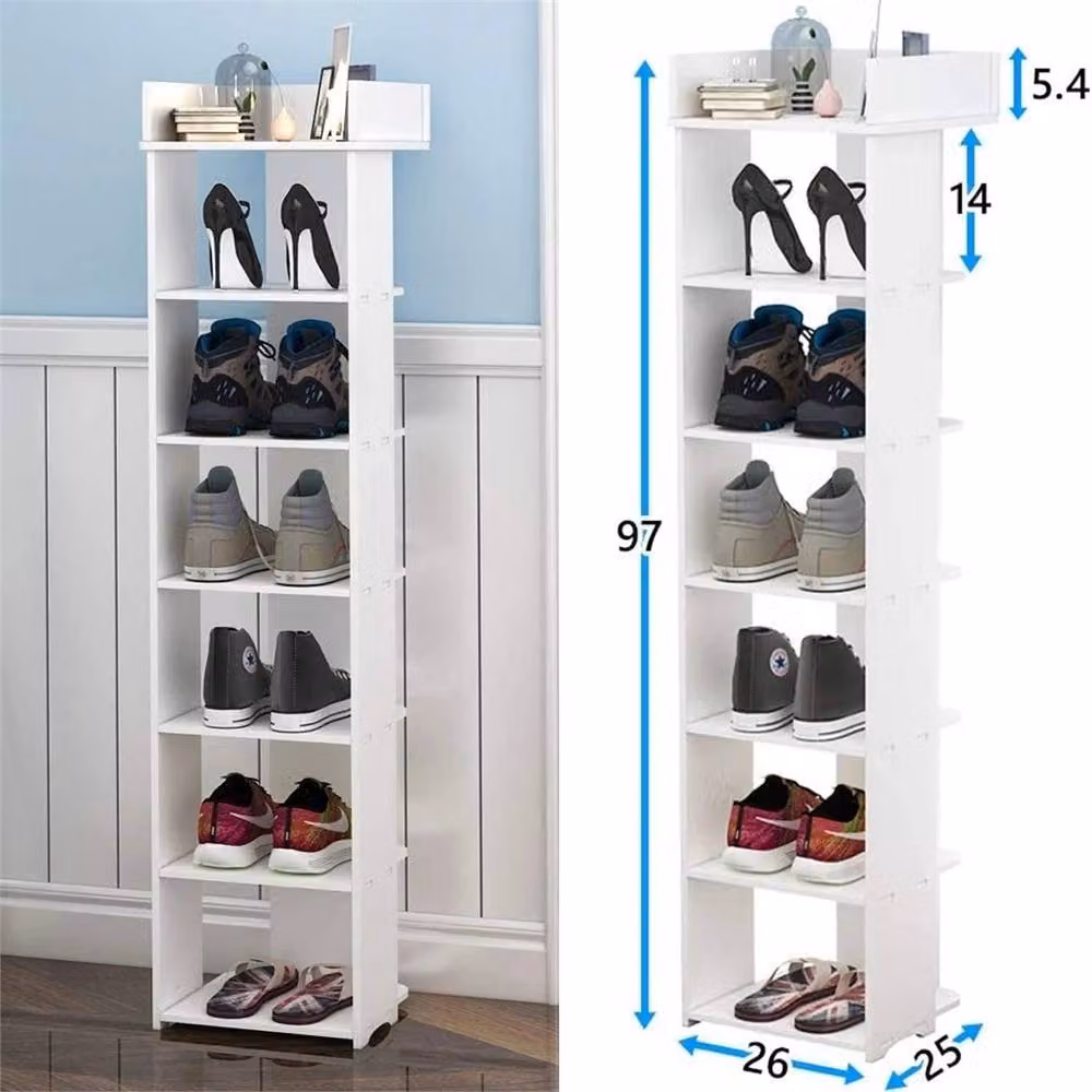 EONLION 7 Tier Tall Wooden Shoe Rack Storage Shelf in White – 2