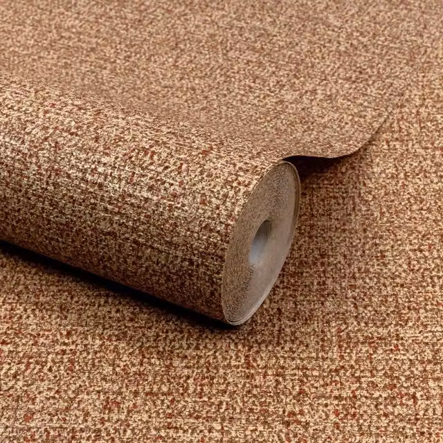 Grandeco Boutique Mysore Fabric Effect Twill Luxury Embossed Wallpaper, Coral Rust