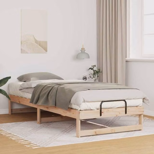 Berkfield Home Modern Solid Pine Wood Bed Frame, Brown, W: 90 cm, L: 220 cm
