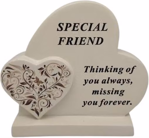 David Fischhoff Floral Double Heart Graveside Memorial Plaque in Beige – 1
