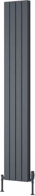 Bathroom Kingdom Piatto Anthracite Double Flat Panel Vertical Radiator in Grey, H: 180 cm, W: 29.5 cm