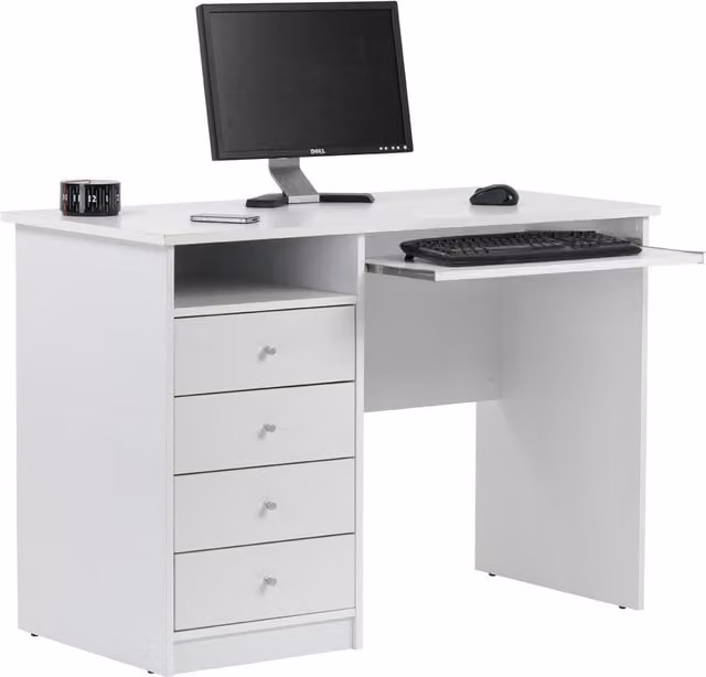 Alphason Marymount Modern Student Desk in White Matt Metal