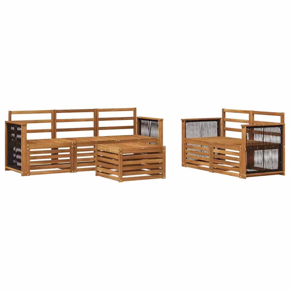 Berkfield Home 6 Piece Solid Acacia Wood Sofa Set in Brown – 2