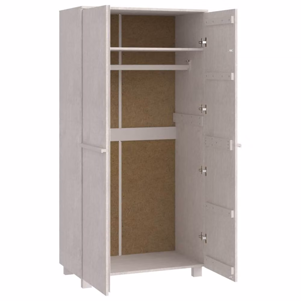 Berkfield Home HAMAR White Wardrobe in Solid Pine and MDF, W/D/H: 89 x 50 x 180 cm – 2