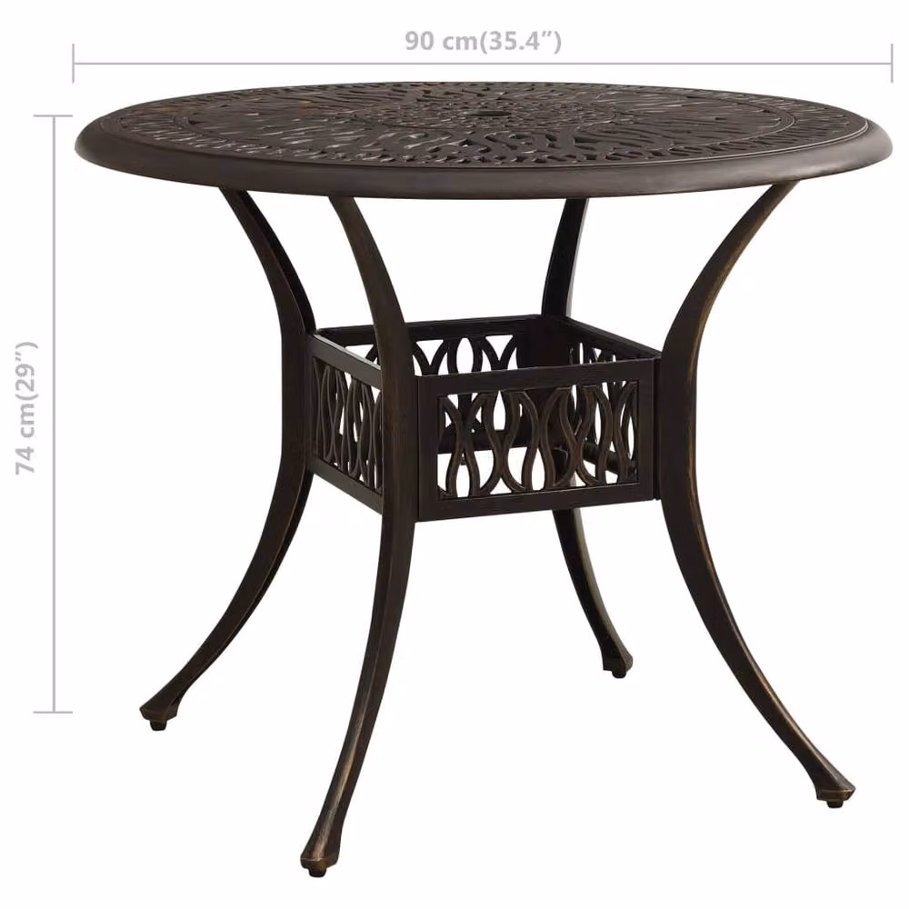 Berkfield Home Square Garden Table in Brown Powder Coated Aluminium, W/D/H: 90 x 90 x 74 cm – 4