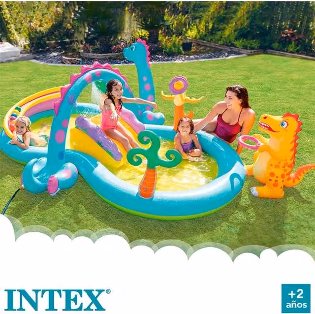 Intex Inflatable Dinosaur Play Centre for Children, Red and Multicolour