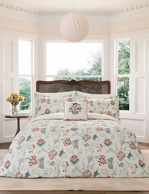 V&A Palampore Trail Reversible Floral Cotton Percale Bedding Set, Petrol and Multicolour, W: 140 cm, L: 200 cm