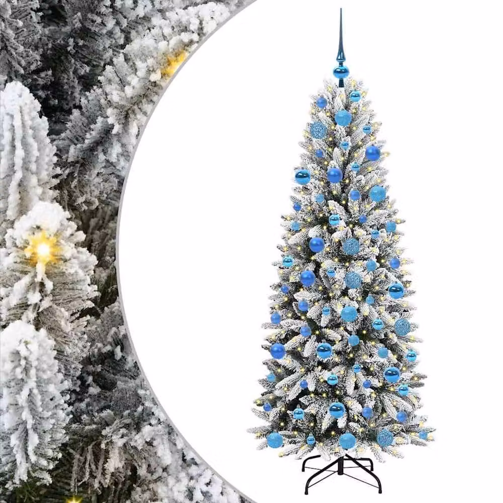 Berkfield Home Artificial Christmas Tree with 300 White LEDs, Green, H x W x D: 180 x 73 x 73 cm – 2