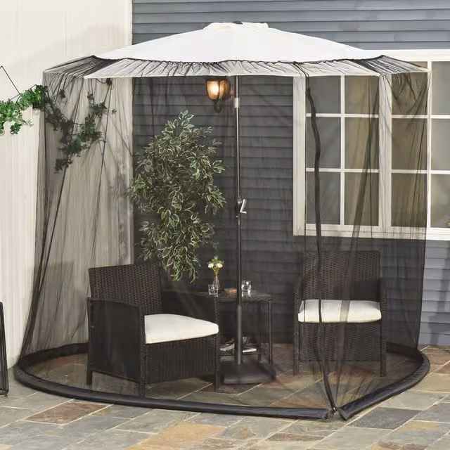 Outsunny Black Outdoor Patio Umbrella Table Screen Cover made of Oxford Cloth Polyester, Width: 230 cm