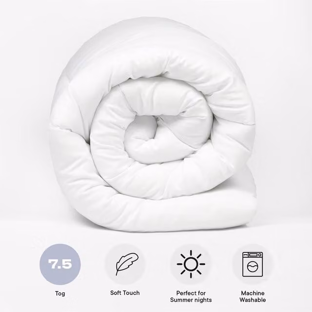 OHS Summer 7.5 TOG Microfibre Duvet in White, King Size