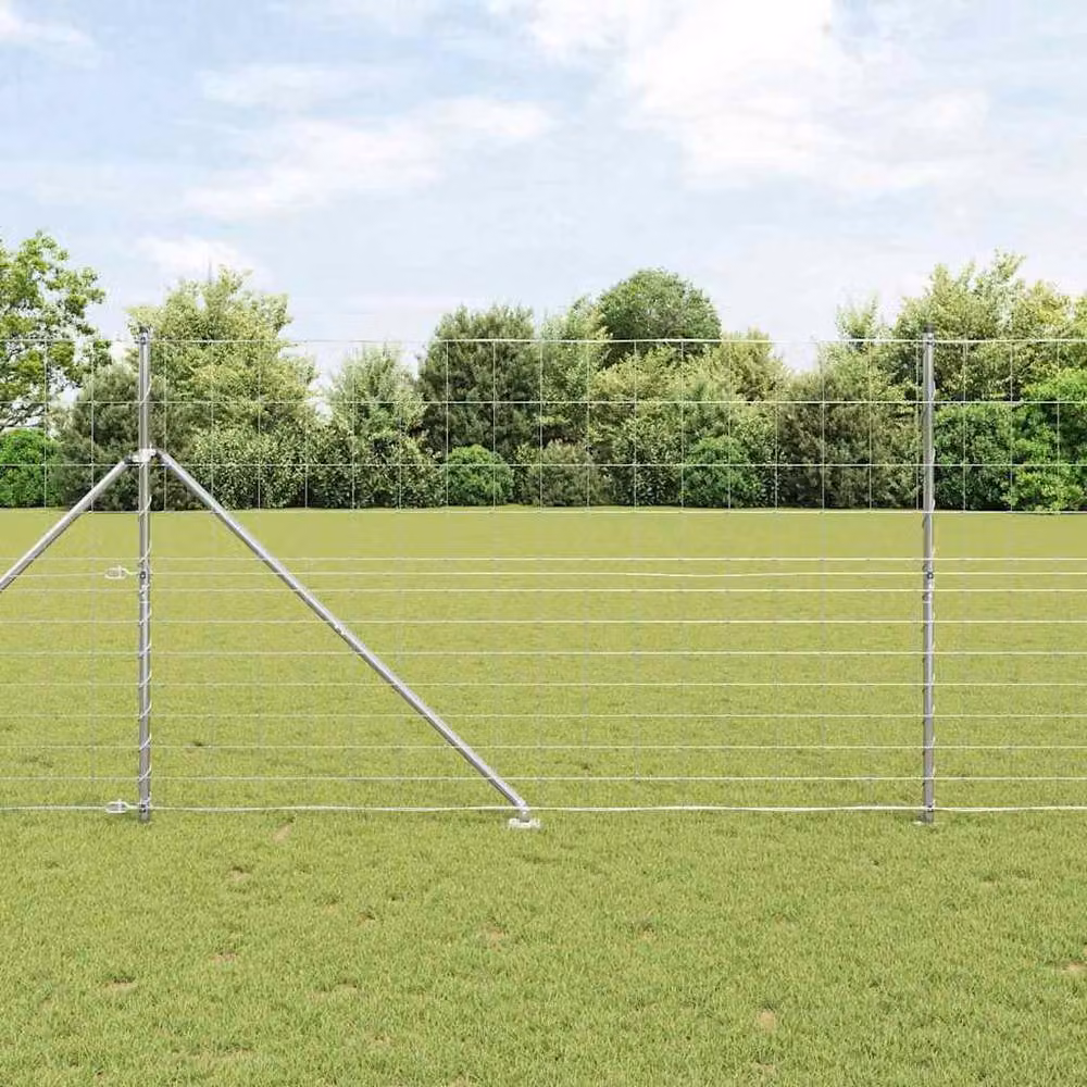 Berkfield Home Field Fence Galvanised Steel in Silver, H: 150 cm, W: 25 m – 2
