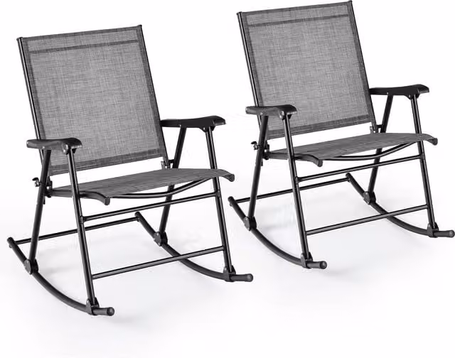 Costway 2 Piece Folding Rocking Chair Set in Grey