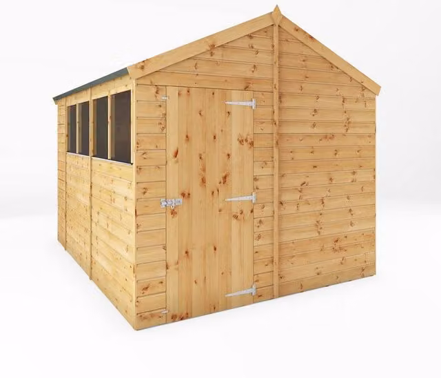 Mercia Brown Shiplap Apex Wood Garden Shed, L296.6 x W250.4 x H235.6 cm