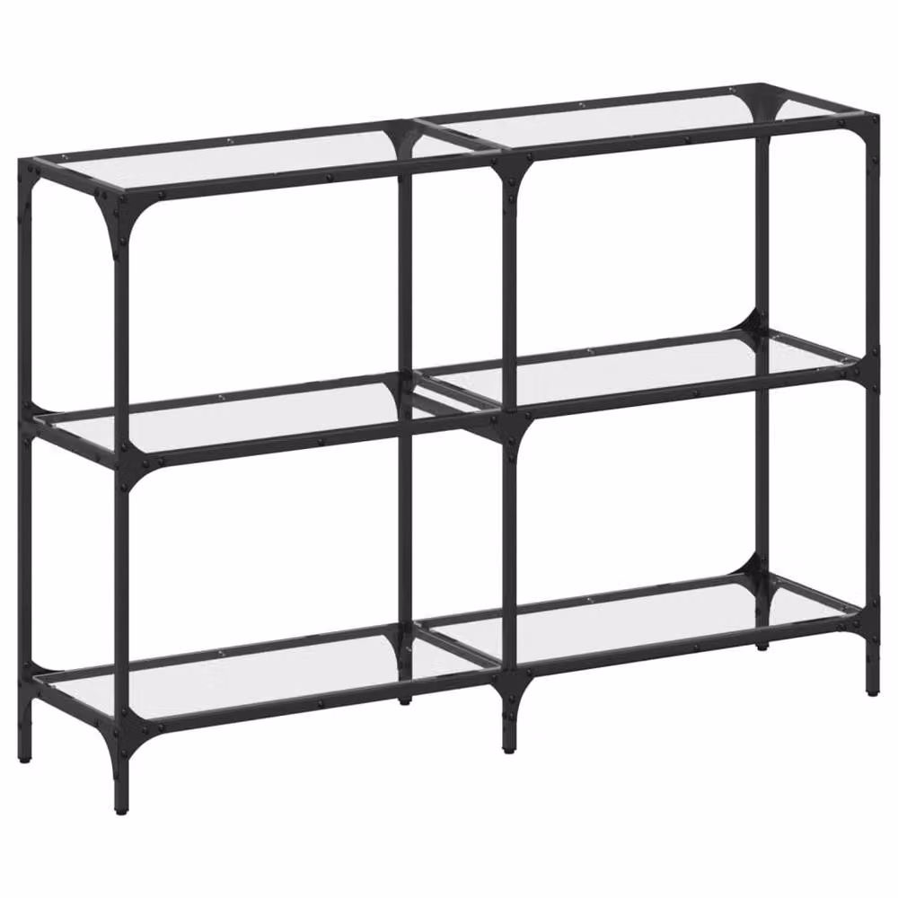 Berkfield Home Modern Console Table with Transparent Glass Top and Black Steel Frame, W: 118.5 cm, D: 30 cm, H: 81 cm – 3