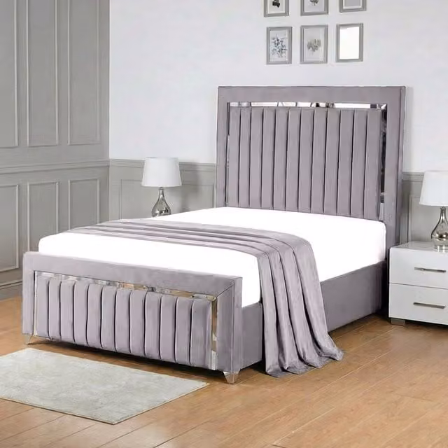Living Comfort Bedz Modern Silver Grey Velvet Upholstered Lift Up Base Bed Frame