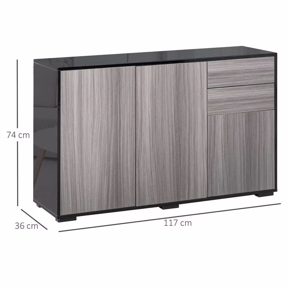 KORVIXA Modern Push-Open Side Cabinet in Light Grey and Black, W/D/H: 100 x 100 x 100 cm – 2