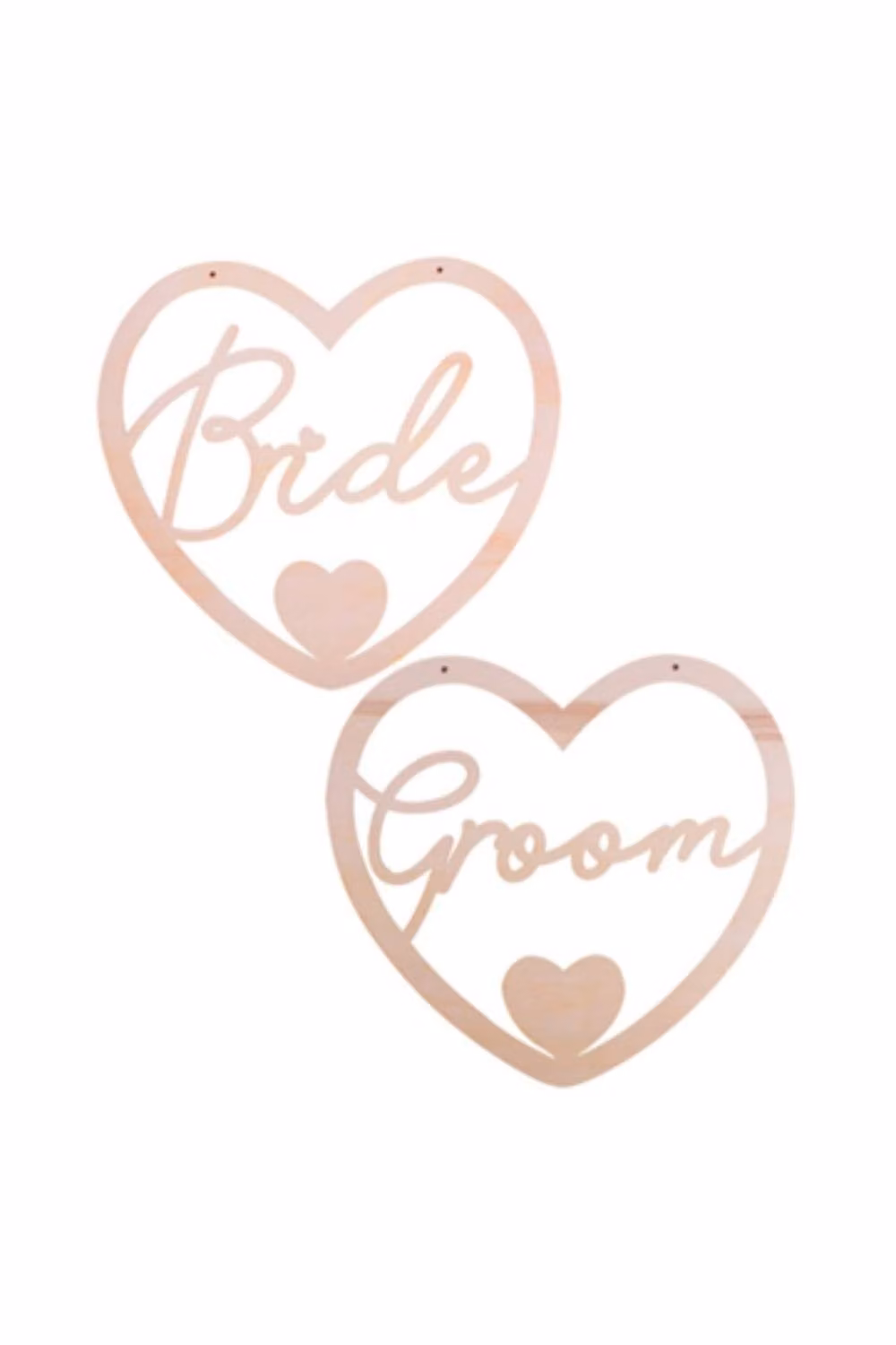 KDMD Wooden Heart Mr & Mrs Wedding Chair Signs in Light Brown – 3