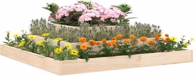 Berkfield Home Beige Wood Planter Tub W/D/H: 110 x 110 x 27 cm – 1
