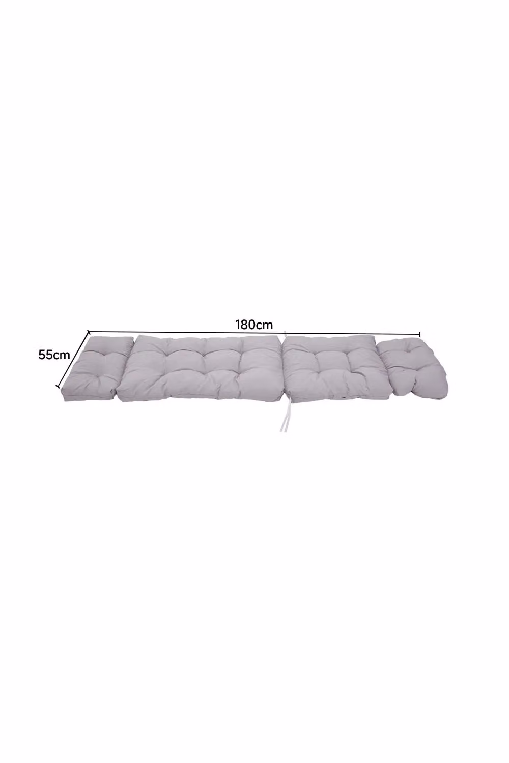 Garden Sanctuary Grey Thickened Lounger Cushion with Anti-Slip Cover, W: 180 cm, D: 55 cm – 3