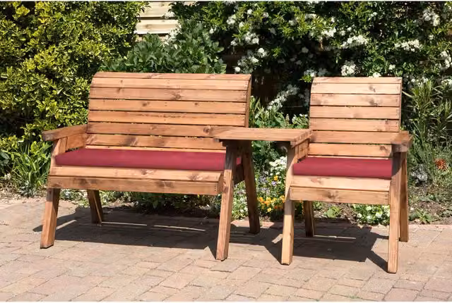 Charles Taylor 3 Seat Straight Companion Set with Seat Cushions in Burgundy Red
