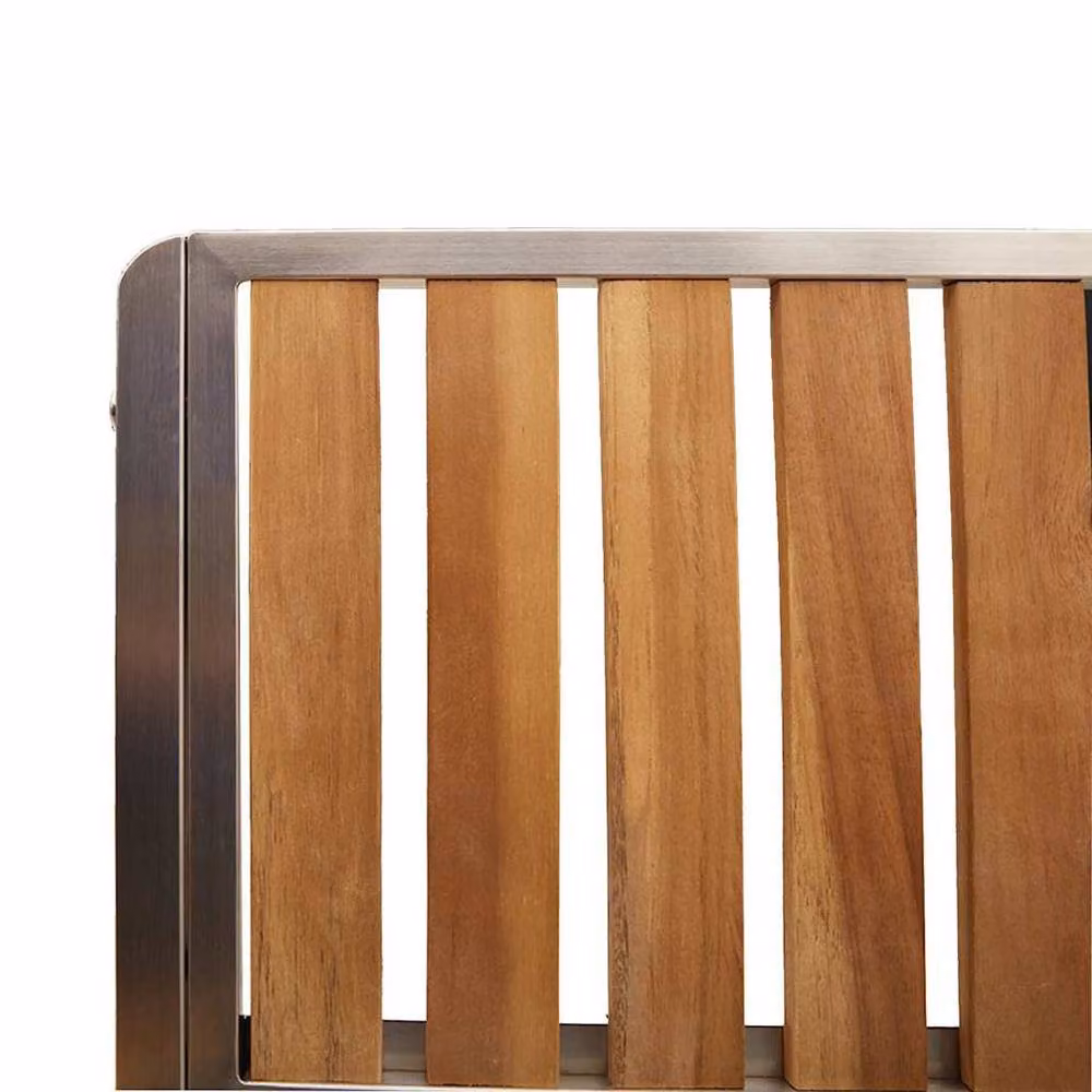 Berkfield Home Set of 4 Stackable Garden Chairs in Silver Acacia Wood and Stainless Steel – 3