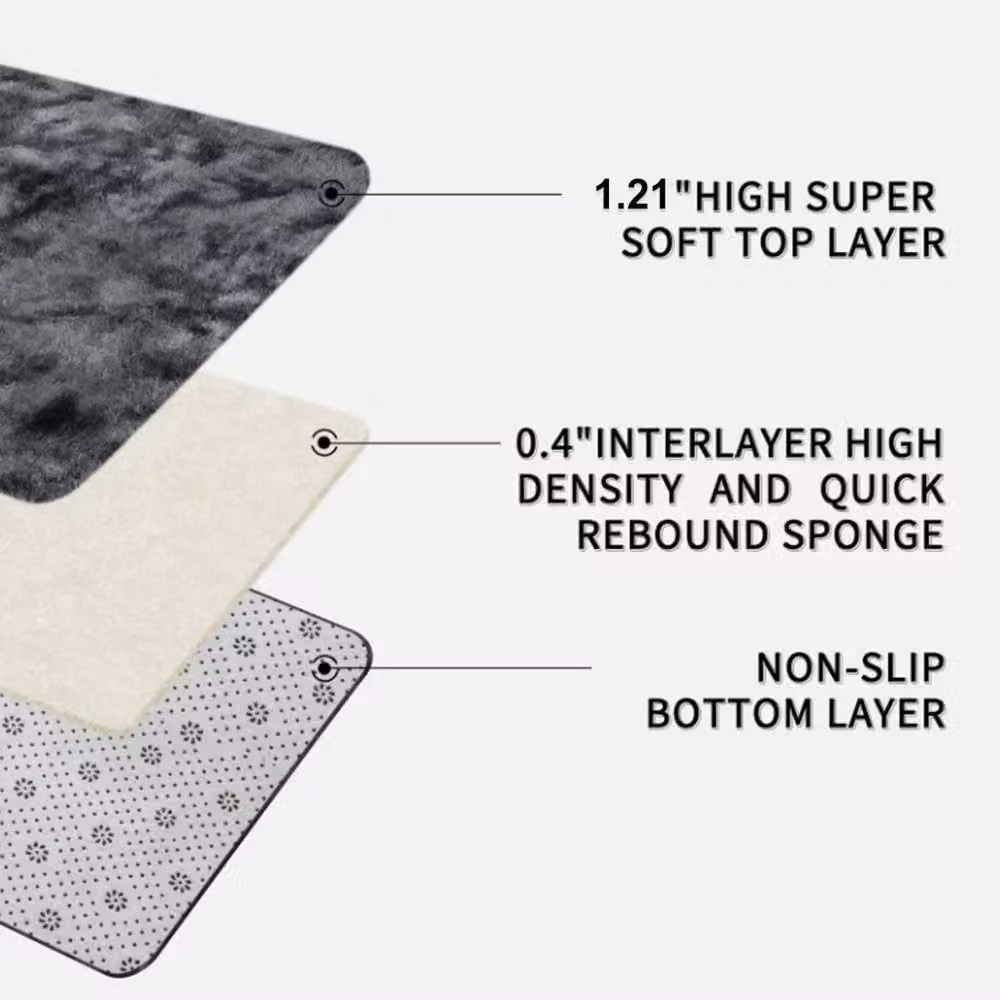 NESTLUNE Fluffy Anti Slip Shaggy Rug in Dark Grey, W: 160 cm, L: 230 cm – 3