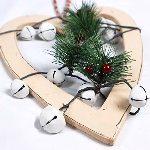 Shatchi Wooden Heart Hanging Decoration in Cream, Beige and White, H 23 x W 18 x D 1.2 cm – 2