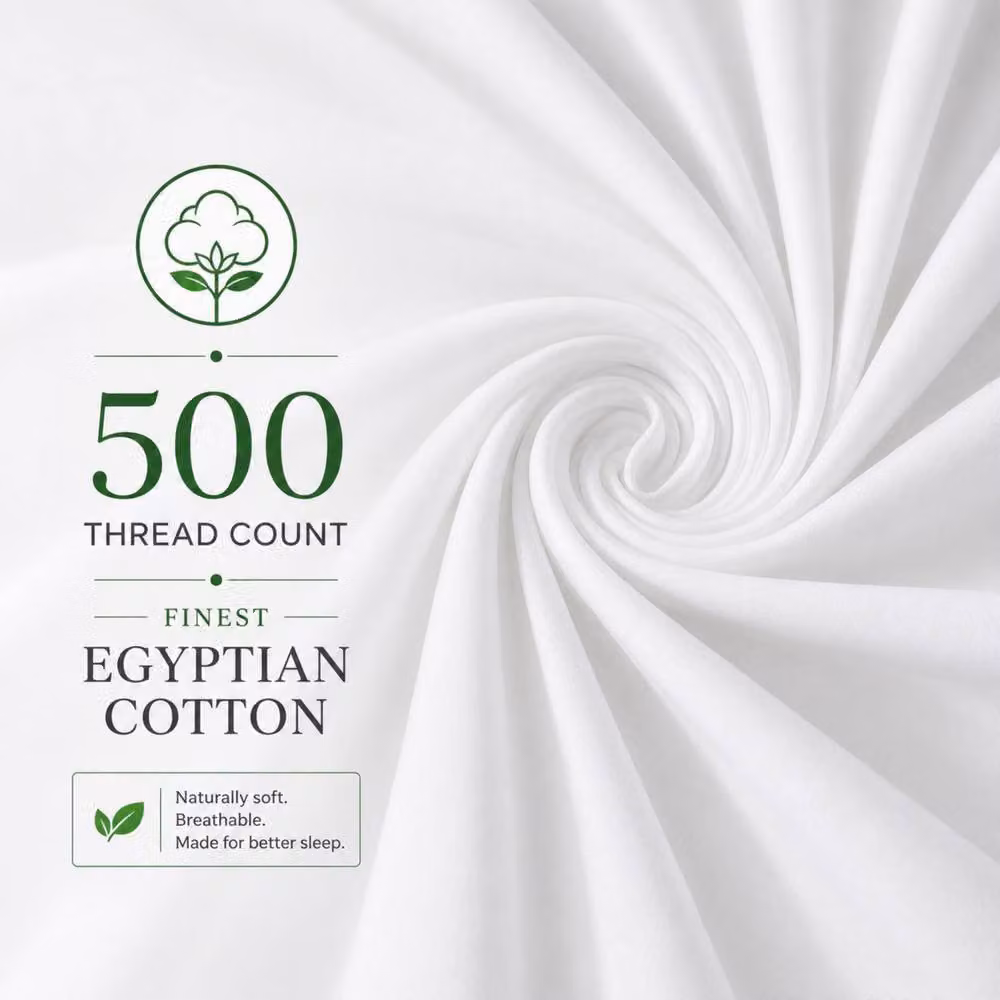 Pamposh 2 Pack Super King Cotton Sateen Fitted Sheets in White, 200 x 200 cm, Depth: 35 cm – 2