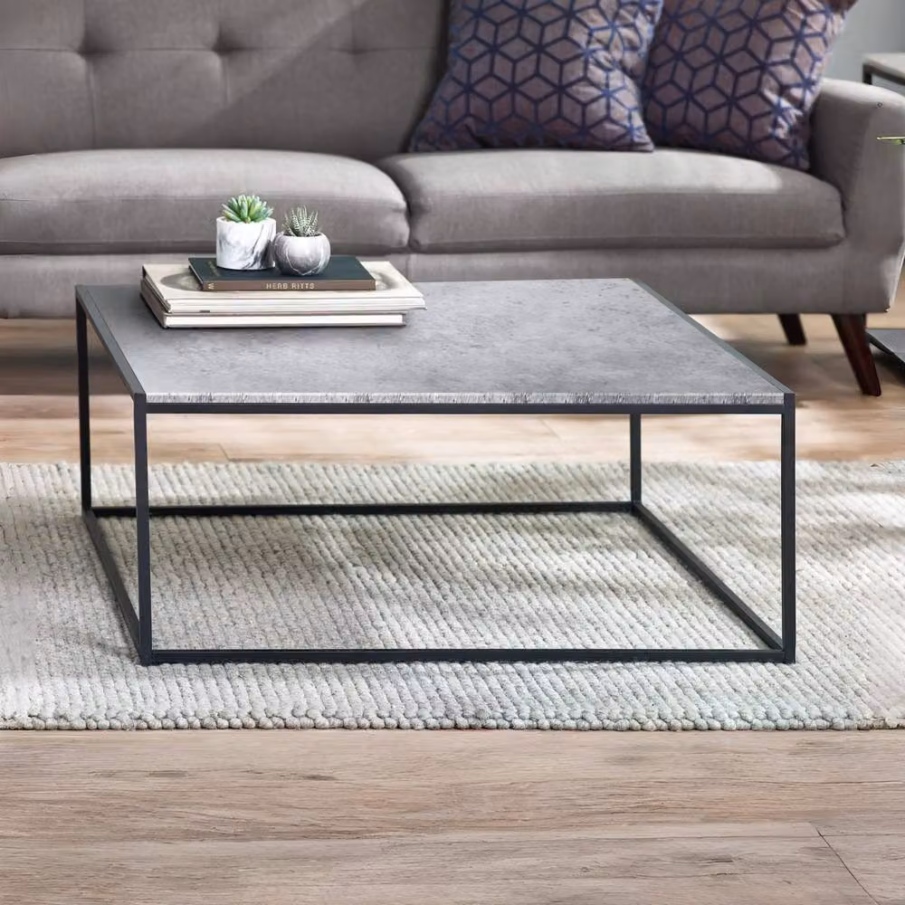 Cheshire Harstad Square Coffee Table in Concrete and Black – 2