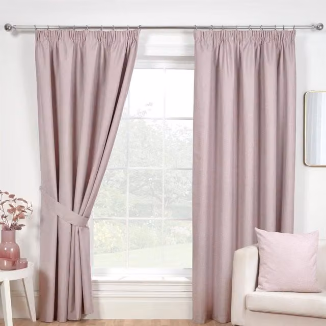 Sundour Pink Blackout Pencil Pleat Fabric Curtains, Thermal Insulating, Height: 229 cm