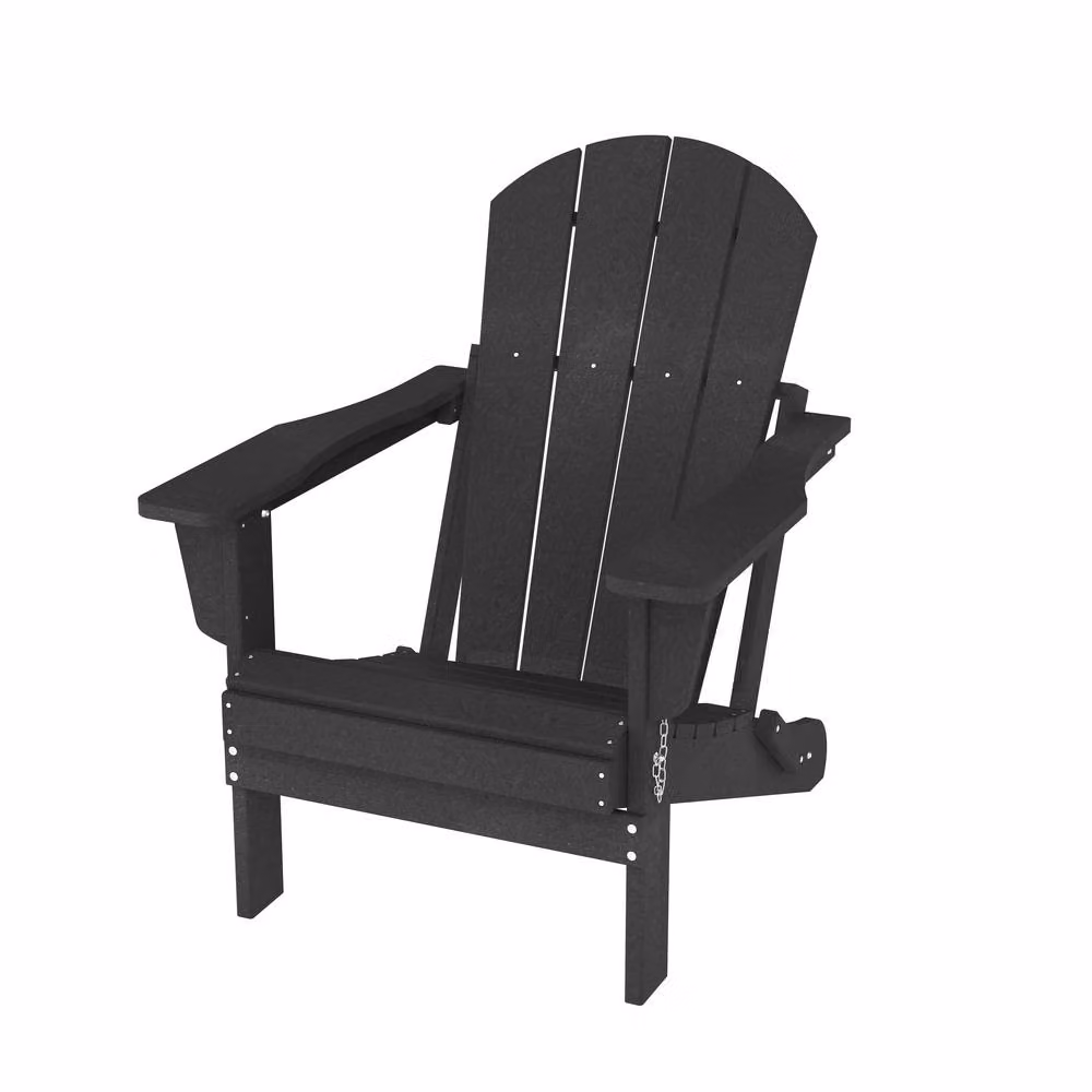Mona Vale Furniture Black Foldable All-Weather Outdoor Adirondack Lounge Chair – 6