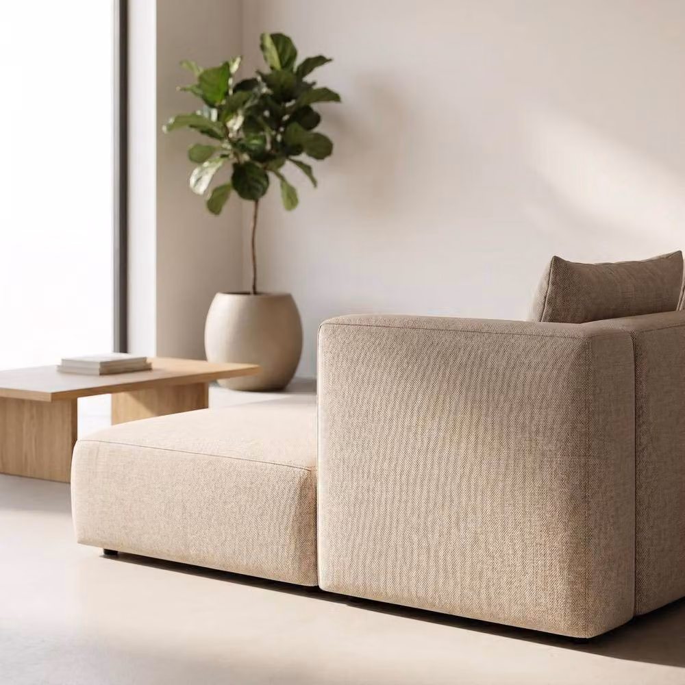 Abakus Direct Tokyo U-Shape Modular Sofa in Beige and Grey Brushed Tweed Fabric – 2