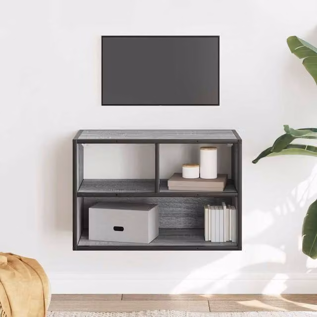 Berkfield Home Grey Sonoma TV Cabinet in Engineered Wood and Metal, W: 60 cm, D: 31 cm, H: 39.5 cm – 1