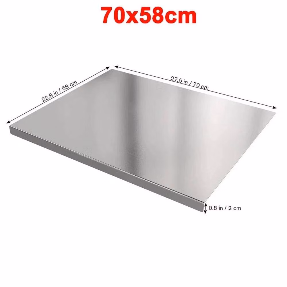 VOGREX Stainless Steel Rectangular Cutting Board in Silver, W: 70 cm, D: 58 cm – 2