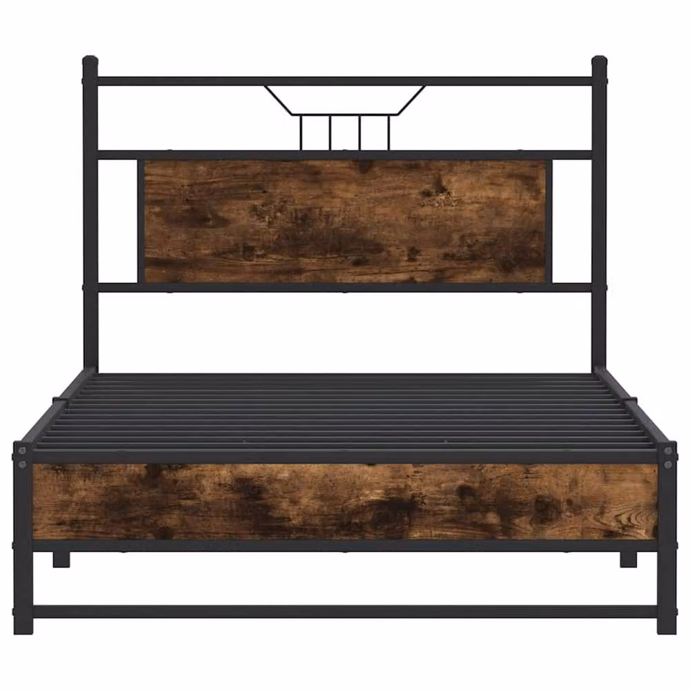 Berkfield Home Decorative Bed Frame in Smoked Oak and Brown, W/D/H: 100 x 200 cm – 4