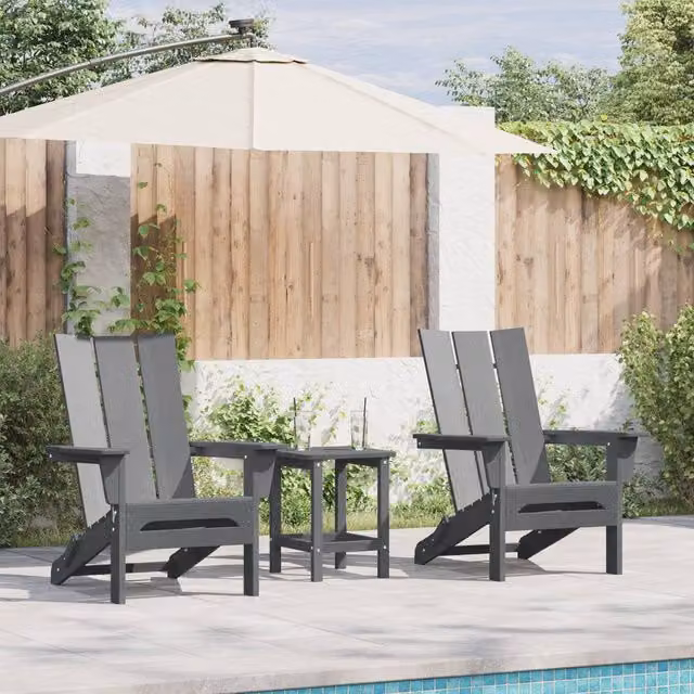 Berkfield Home 3 Piece Modern Garden Lounge Set in Light Grey HDPE