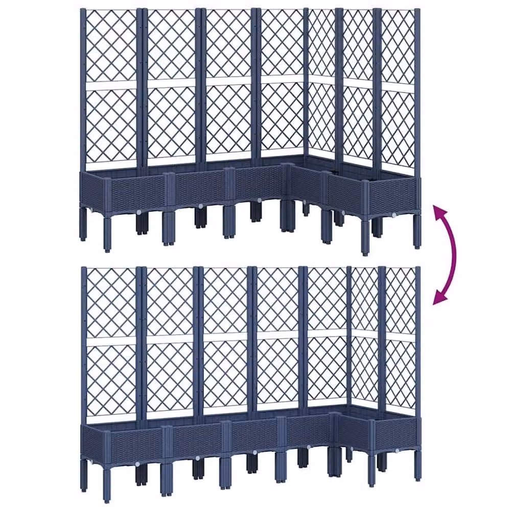Berkfield Home Garden Planter with Trellis in Blue Grey Anthracite, W/D/H: 120 x 120 x 142 cm – 5