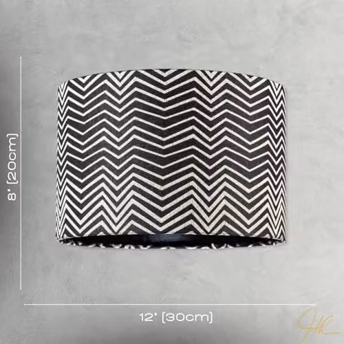 Happy Homewares Scandinavian Style Black and White Chevron Patterned Fabric Cylinder Lamp Shade W/D/H: 30 x 30 x 20 cm – 5