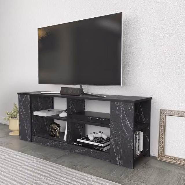 Decorotika Space Modern Grey Wood TV Unit for TVs up to 55 inch, W: 140 cm