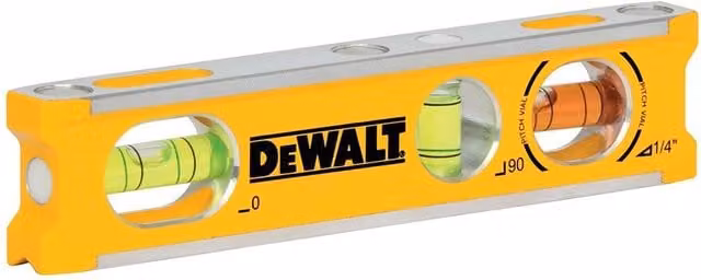 DeWalt Aluminium Flat Torpedo Spirit Level in Yellow