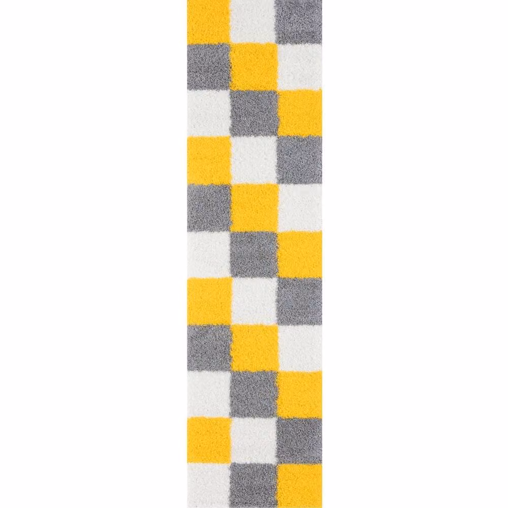 THE RUGS Soft Check High Pile Shaggy Rug in Yellow, W/D/H: 180 x 270 cm – 6