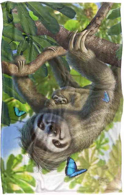 JQ Licensing Jlo Sloth Family Butterlies Super Soft Snuggle Blanket, Multicolour, W/D/H: 91 x 147 cm – 4