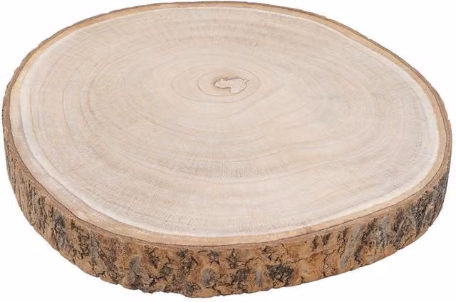 Maison & White Rustic Round Wooden Cake Stand in Brown and Yellow