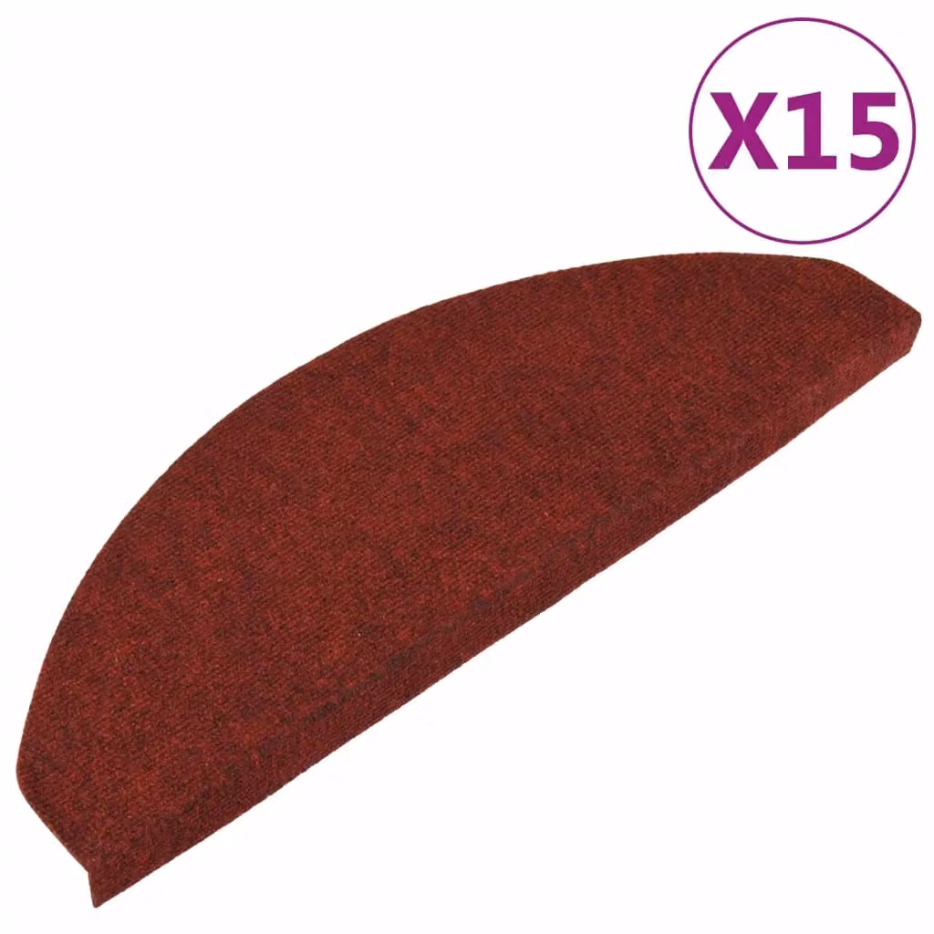 Berkfield Home Self-adhesive Non-slip Stair Mats, 15 Pieces, Red, W: 65 cm, D: 22.5 cm, H: 3.5 cm – 2