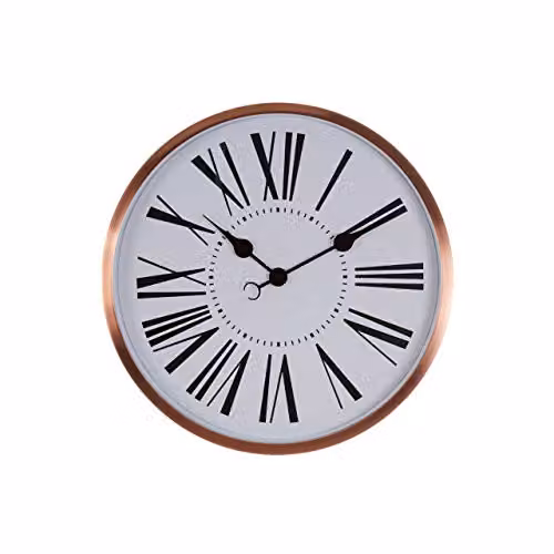 Premier Housewares Orsina Baillie Round Analog Wall Clock in Gold, Diameter: 50 cm – 2